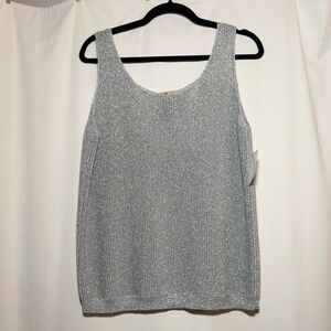 Carina Silver Metallic Sparkly Knit Tank